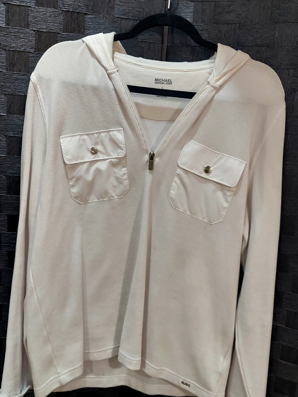 Michael Kors Women's Cream Zip-Hood Pullover Sweater